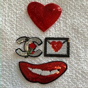 Set of four sequin iron on patches